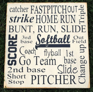 Softball Collage Vinyl Wooden Subway Art Sign 12 by HDVinylDesigns, $ ...