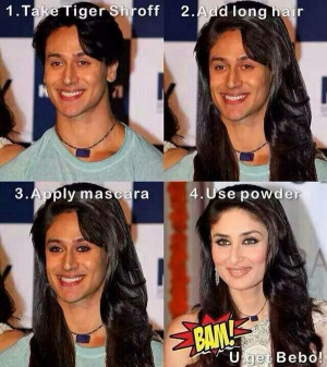 An image showing four steps needed in converting a Tiger Shroff to a ...