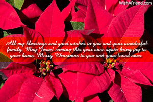 All my blessings and good wishes to you and your wonderful family. May ...