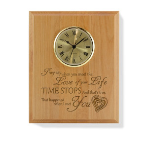 Love Stops Time Wooden Plaque With Clock