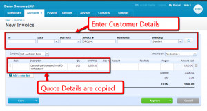 Quotes Via Purchases Create Invoice