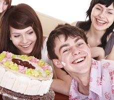 group of teenagers celebrating a birthday.
