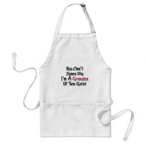 Can't Scare Me Grandma of Twin Girls Cute Quote Adult Apron