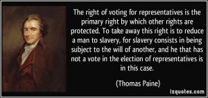 The right of voting for representatives is the primary right by which ...