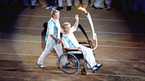 Betty Cuthbert with Raelene Boyle at the Opening Ceremony of the ...