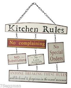Details about NOVELTY INSPIRATIONAL METAL KITCHEN RULES PLAQUE SIGN ...