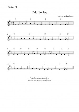 Music Scores Ode Joy Beethoven Free Clarinet Sheet Notes