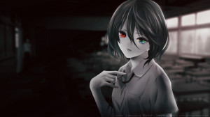 Dark green eyes red eyes anime anime girls another (anime series ...