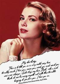 Grace Kelly with a quote from a love letter written to her by Prince ...