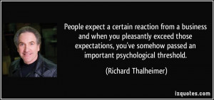 ... expectations, you've somehow passed an important psychological