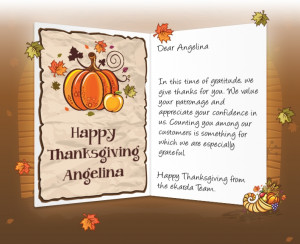 Image of Thanksgiving Business eCard with Pumpkins & Cornucopia