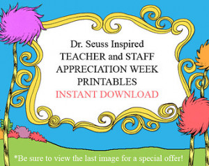 INSTANT Dr. Seuss Teacher and Staff Appreciation Week Printables ...