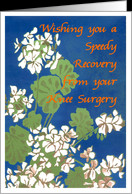 White Geraniums ’Knee Surgery Good Wishes’ Card - Product #635271