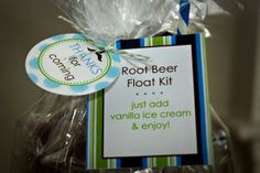 homemade root beer float kit (a beer mug, a bottle of root beer ...
