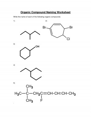Naming Organic Compounds Worksheets