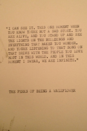 THE PERKS of being a WALLFLOWER: Typewriter quote on 5x7 cardstock