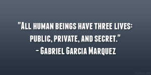 All human beings have three lives: public, private, and secret ...