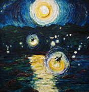 Firefly Paintings - Fireflies Over the Susquehanna by Paris Wyatt ...