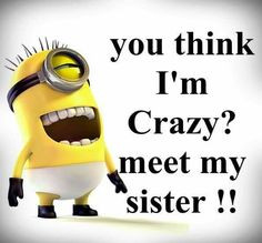 you think i m crazy meet my sister more minions humor my sisters ...