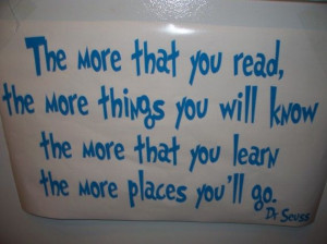The more that you read, Dr Seuss Vinyl lettering wall words Quotes ...