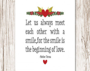 ... Inspirational Quote, Mother Teresa Quote, Meet Each Other with Smile