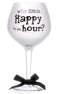 Happy Hour Frosted Balloon Wine Glass