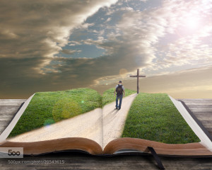 Photograph Open bible with man and cross by Kevin Carden on 500px