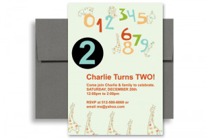 Cute Two Year Old Birthday Invitation Design 5x7 in. Vertical