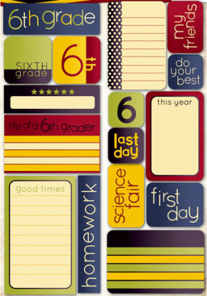 ... Making the Grade Collection - Die Cut Cardstock Stickers - Sixth Grade