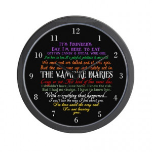 Damon Gifts > Damon Living Room > Vampire Diaries Quotes Wall Clock