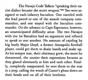 Some interesting anecdotal information about code talkers can be found ...