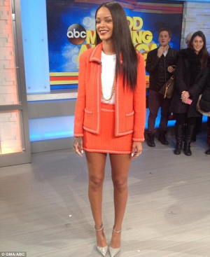 version of demure: Rihanna steps out on the Good Morning America set ...