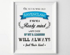 ... Sorting Hat Quote, Typography Art, Ravenclaw Black White Blue, Baby