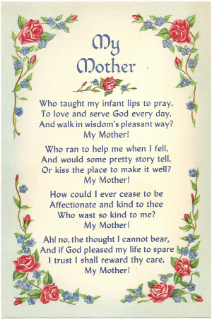 My Mother poem on blue cardstock Loss Of Mother Poem