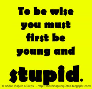 To be wise you must first be young and stupid. | Share Inspire Quotes ...