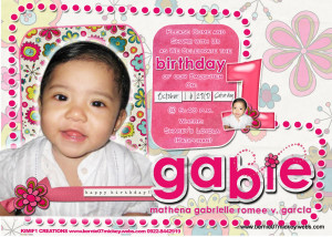 Gabs 1st Bday Invites 2 1st Birthday Sayings For Girls