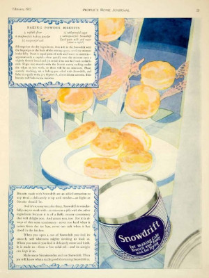 1927 Ad Snowdrift Shortening Baking Powder Biscuits Recipe Breakfast ...