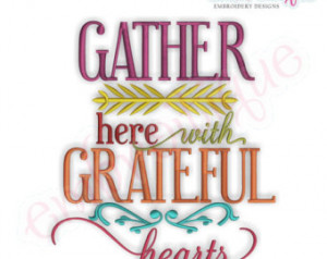 Gather Here with Grateful Hearts Em broidery Design - Large ...