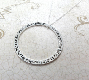 Custom Quote Necklace Sterling Silver Washer (Free Shipping)