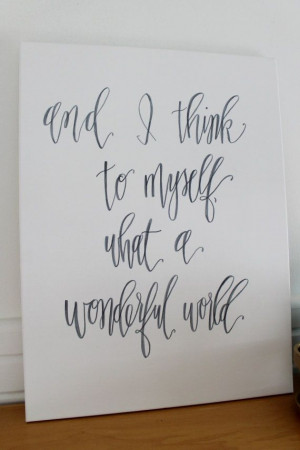 Hand Lettered What A Wonderful World Canvas | Quote Canvas