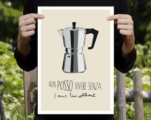 ... kitchen art - coffee quote - italy - italian quotes - italian poster