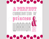 Girls Princess Warrior Quote Wall Art Print, Personalized Teens Baby ...