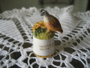 Vintage California State Bird and Flower Thimble Sutherland England