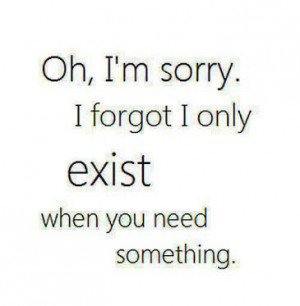 Oh, I'm sorry I forgot I only exist when you need something