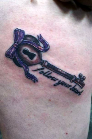 Bow Key Tattoo With Quote
