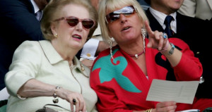 Margaret Thatcher and daughter Carol watch the women's final at ...
