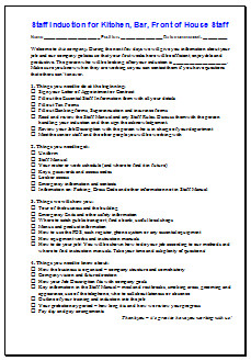 restaurant manager checklist