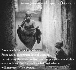 From meditation springs wisdom. From lack of meditation, loss of ...
