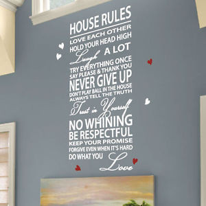 Details about House Rules Family Love Heart Art Wall Stickers Quotes ...