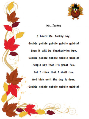 Grade ONEderful: I Heard Mr. Turkey Say poem
